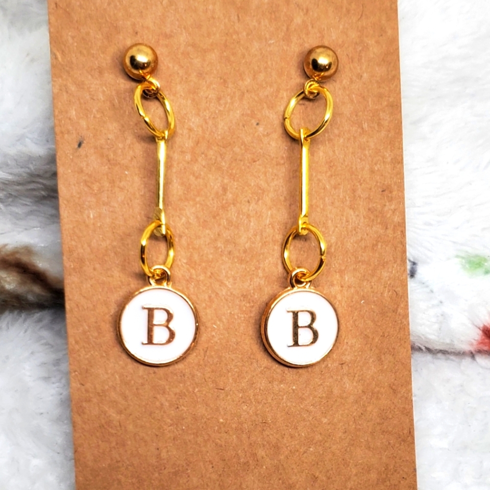7/$10 B Initial Earrings, New
